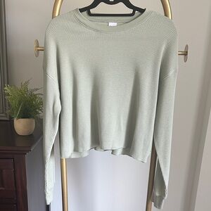 Aritzia TNA pale sage green long sleeve waffle knit top (size medium) ✨